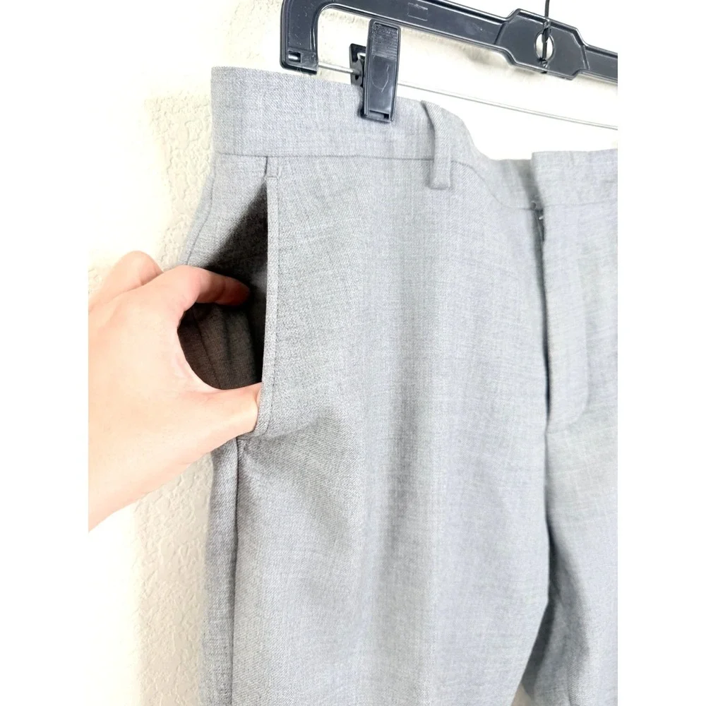 J.Crew Bowery Dress Pants‎ Gray Wool Slim Fit W34 L32 Tailored Flat Front Preppy